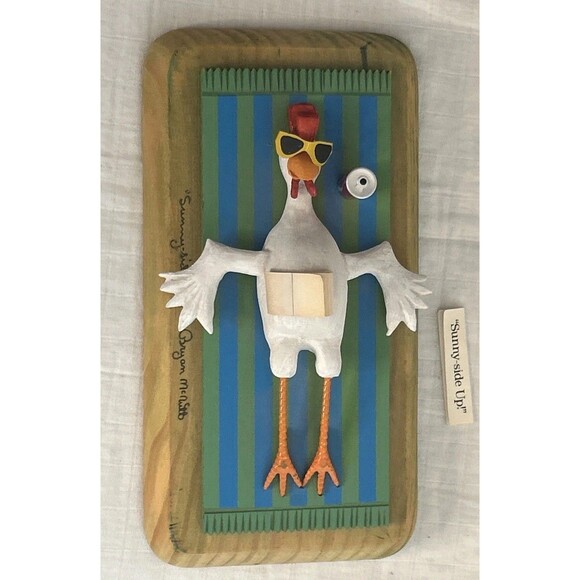 Vintage Bryan McNutt Dept56 Whimsical Chicken “sunny side Up” Folk Art Beach Fun - Picture 1 of 6